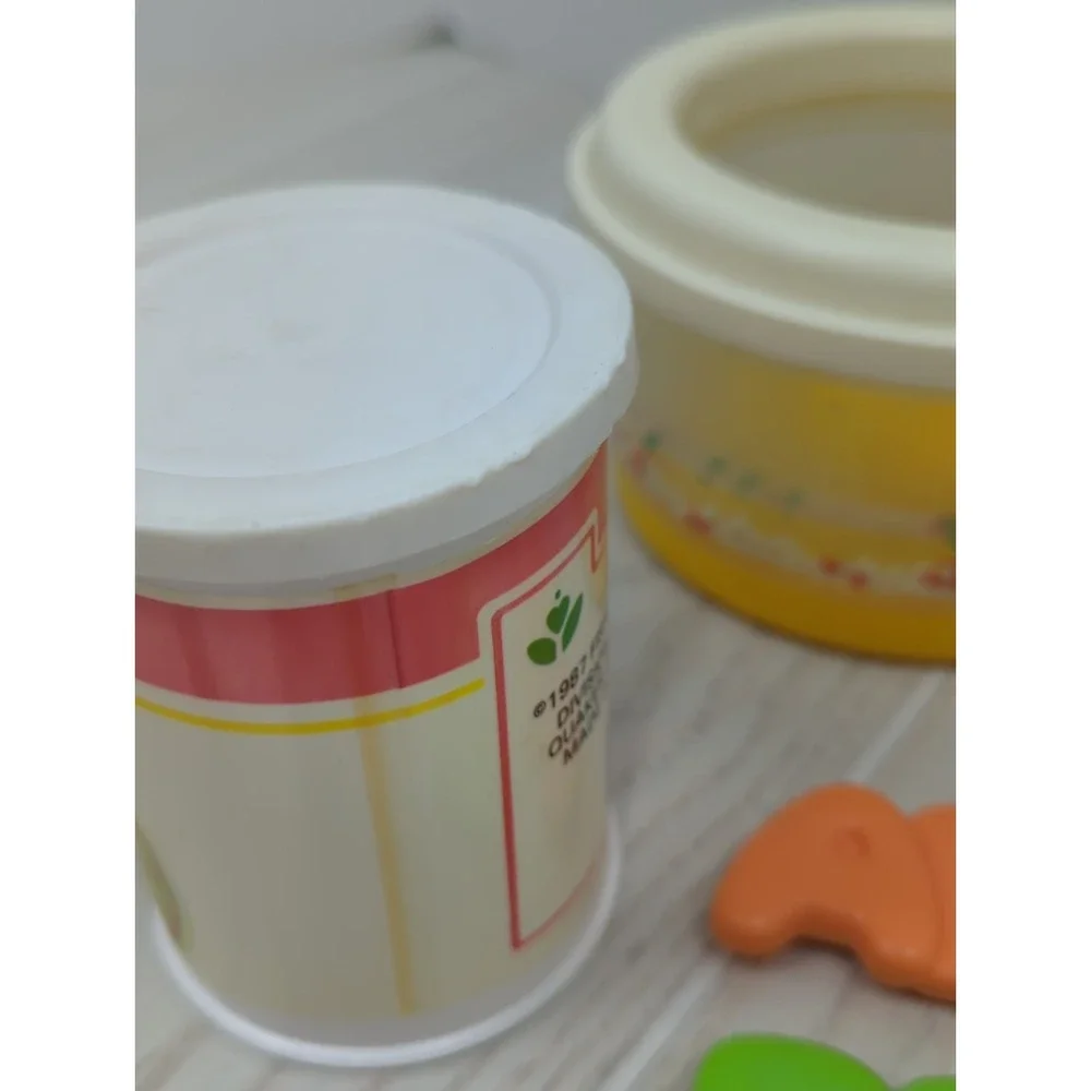Fisher Vintage Price Fun With Food alphabet soup pot set salt pepper READ USED